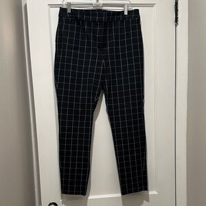 LOFT Black and White Checkered Straight Leg Pants - High Waist Curvy Skinny Cut